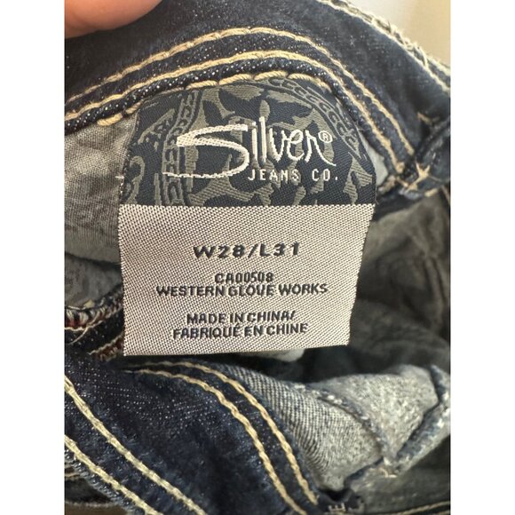 Silver Jeans Co Pioneer Womens Bootcut Jeans W28/L31 Dark Wash Contrast Stitch - Picture 4 of 7